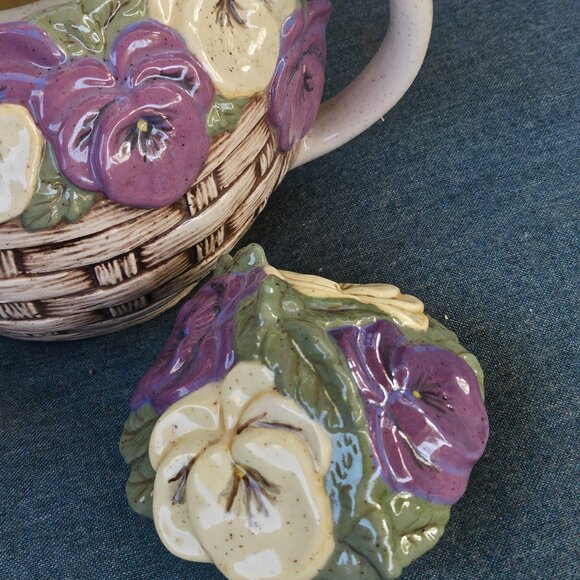 Vintage Flowers In A Basket Teapot; decorative teapot - Picture 6 of 12